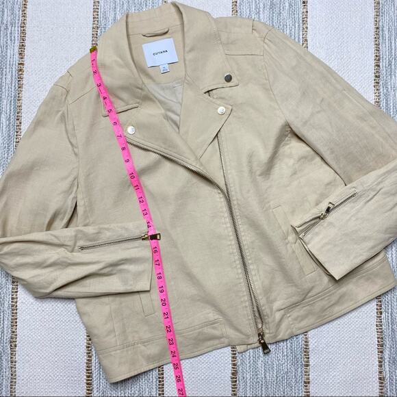 Cuyana Sand Linen Blend Moto Zip Up Jacket Women’s XL - Picture 7 of 9